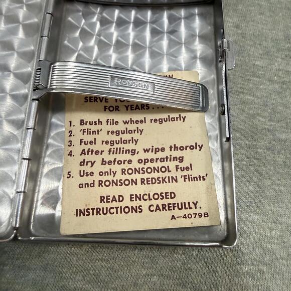 Vintage Ronson Pal Cigarette Case & Lighter Combo Black Purple Flowers Design - Picture 7 of 13